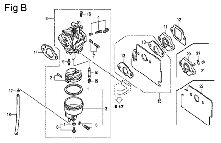 Fig-2 Diagram and Parts List for GC190A Type QHU Honda Engine