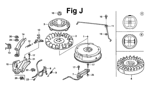 Fig-5 Diagram and Parts List for GXV120 Type A12 Honda Engine
