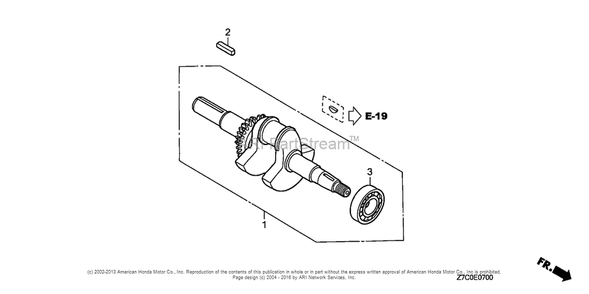 Crankshaft Diagram and Parts List for GX270UH (typeQXC9)(GCAGH-0000001) Honda Engine