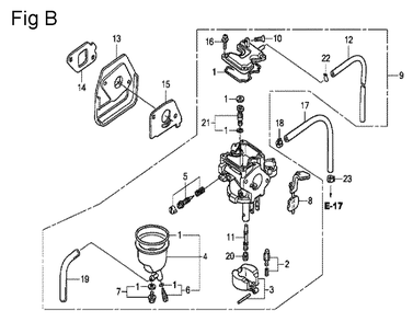 Fig-2 Diagram and Parts List for GX100U Type KRW2 Honda Engine