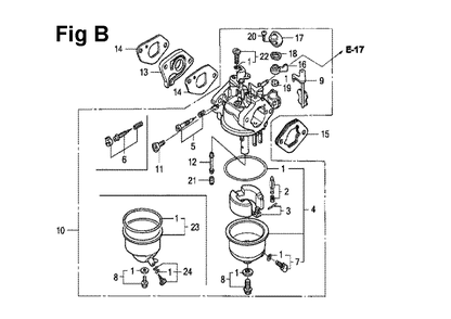Fig-5 Diagram and Parts List for GXV120 Type N1B Honda Engine