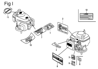Fig-9 Diagram and Parts List for GSV190A Type N1U Honda Engine