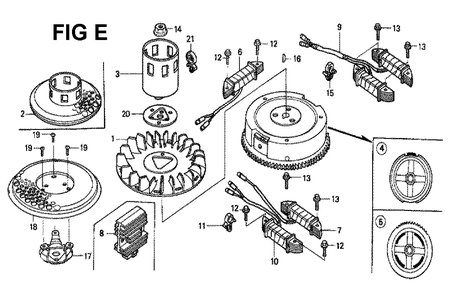 Fig-1 Diagram and Parts List for GXV340K2 Type DCA Honda Engine