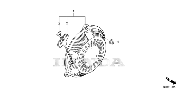 Recoil Starter Diagram and Parts List for GS190LAX (Type QHAF)(GCACA-2074905-9999999) Honda Engine