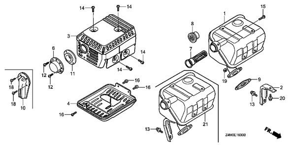 Part Location Diagram of 18310-Z4M-811 Honda Muffler (Arrester)