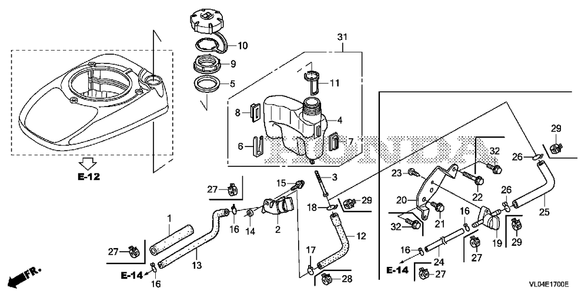 Part Location Diagram of 17511-Z8B-801 Honda Tank, Fuel