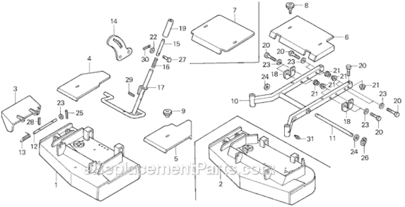 Cutter Housing Diagram and Parts List for CD7136 Type AVIN# RZDZ-3000001 Honda Lawn Mower