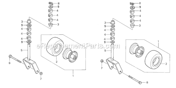 Front Wheel Diagram and Parts List for CD7136 Type AVIN# RZDZ-3000001 Honda Lawn Mower