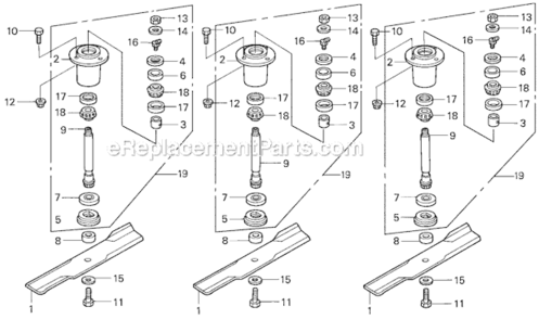 Rotary Blade Diagram and Parts List for CD7148 Type AVIN# RZEA-3000001 Honda Lawn Mower