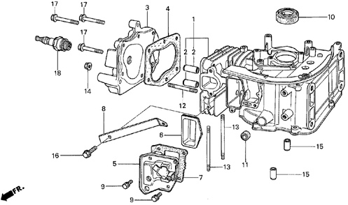 Part Location Diagram of 12221-896-700 Honda Cylinder Head