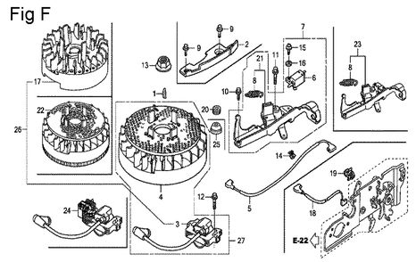 Fig-6 Diagram and Parts List for GCV160 Type N7A1 Honda Engine