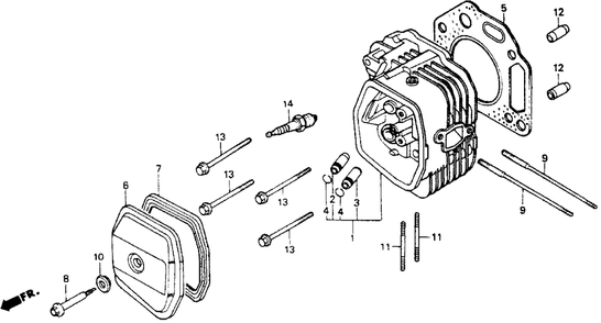 Cylinder Head Diagram and Parts List for HT-R3811 (Type  SA)(MABT-5000001 - 9999999) Honda Lawn Mower