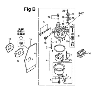 Fig-3 Diagram and Parts List for GXV160UH2 Type A1TT Honda Engine
