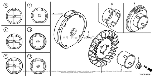Flywheel Diagram and Parts List for GX160RT1 (typeRHG4)(GCAFT-1000001) Honda Engine