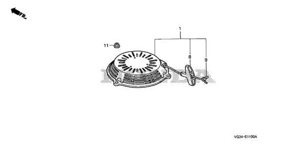 Recoil Starter Diagram and Parts List for HRS216K7 (Type  VKAA)(MZBZ-6580001 - 9999999) Honda Lawn Mower