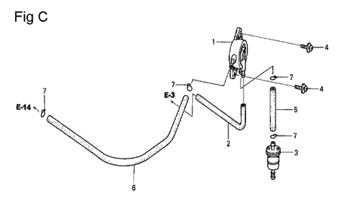 Fig-3 Diagram and Parts List for GCV530 Type QEA1A Honda Engine
