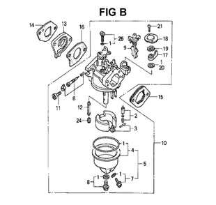 Fig-5 Diagram and Parts List for GXV140 Type A1K Honda Engine