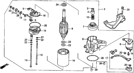 Starter Motor Diagram and Parts List for H3011 (Type  SA)(MZAJ-5000001 - 6000000) Honda Lawn Mower