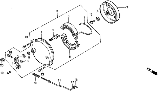 Brake Diagram and Parts List for H3011 (Type  SA)(MZAJ-5000001 - 6000000) Honda Lawn Mower