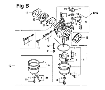 Fig-2 Diagram and Parts List for GXV120 Type P Honda Engine