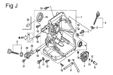 Fig-10 Diagram and Parts List for GC135 Type QHC1 Honda Engine