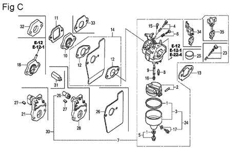 Fig-3 Diagram and Parts List for GCV160 Type N2 Honda Engine