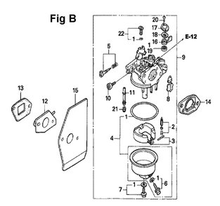 Fig-6 Diagram and Parts List for GXV160A1 Type N12 Honda Engine