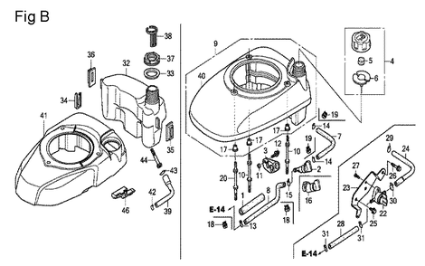 Fig-2 Diagram and Parts List for GCV190A Type S1A Honda Engine