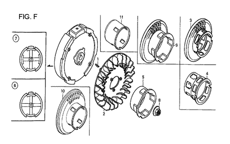 Fig-6 Diagram and Parts List for GX120T1 Type QX Honda Engine