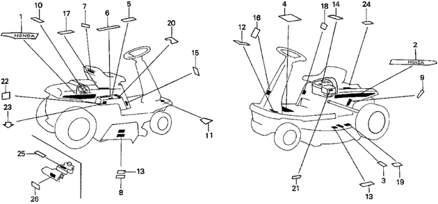 Part Location Diagram of 87102-763-D00 Honda Stripe, L. Side