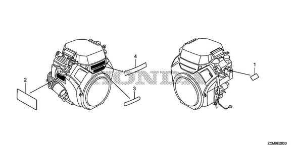Label Diagram and Parts List for GX690RH (Type TXFC)(GCAPH-2000001-9999999) Honda Engine
