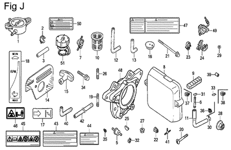 Fig-10 Diagram and Parts List for GX100U Type KRW2 Honda Engine