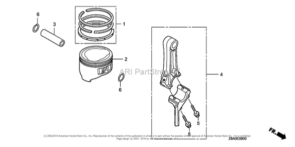 Piston + Connecting Rod Diagram and Parts List for GC160LA (typeQHC)(GCAHA-3599750) Honda Engine