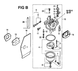 Fig-10 Diagram and Parts List for GXV160K1 Type N1 Honda Engine