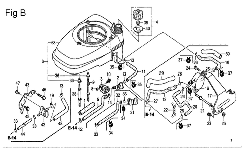 Fig-2 Diagram and Parts List for GCV160A Type S1A Honda Engine