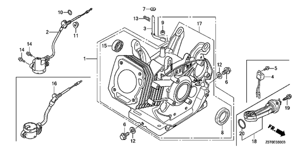 Cylinder Barrel Diagram and Parts List for GX390UT2 (Type  QAE2/A)(GCBCT-3000001 - 9999999) Honda Engine