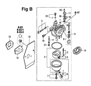 Fig-6 Diagram and Parts List for GXV160UH2 Type A14 Honda Engine