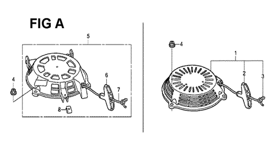 Fig-1 Diagram and Parts List for GCV190LA Type N5B Honda Engine