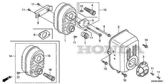 Muffler Diagram and Parts List for GS190LAX (Type QHAF)(GCACA-2074905-9999999) Honda Engine