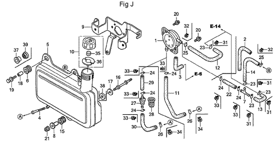 Fig-10 Diagram and Parts List for GC160A Type QHAJ Honda Engine