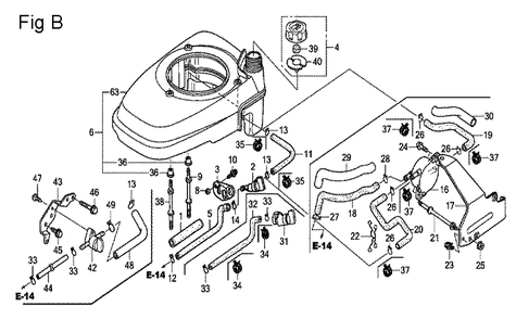 Fig-2 Diagram and Parts List for GCV160A Type E1G7 Honda Engine