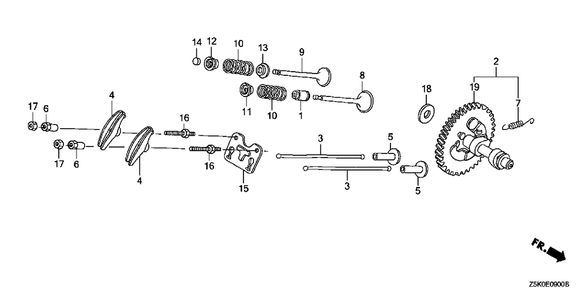 Camshaft Diagram and Parts List for GX270UT2 (Type  PAE2/A)(GCBGT-2000001 - 2258490) Honda Engine