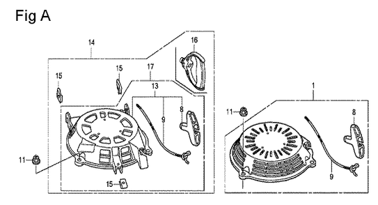Fig-1 Diagram and Parts List for GCV160A Type A2A Honda Engine