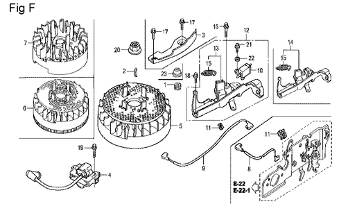 Fig-6 Diagram and Parts List for GCV160LA Type N7A1 Honda Engine