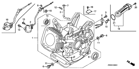 Part Location Diagram of 12000-Z5K-Q20 Honda Cylinder Assembly.