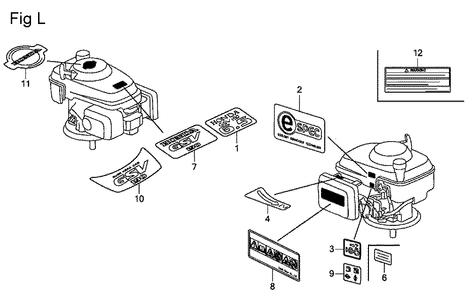 Fig-12 Diagram and Parts List for GSV190A Type N1L Honda Engine