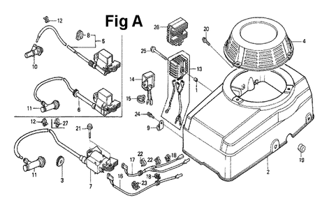Fig-1 Diagram and Parts List for GXV270 Type DN Honda Engine