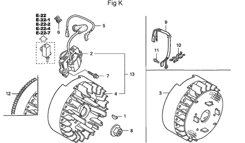 Fig-11 Diagram and Parts List for GC160A Type QHA Honda Engine