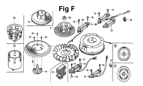Part Location Diagram of 31100-ZE9-800 Honda Flywheel Comp (4pole)