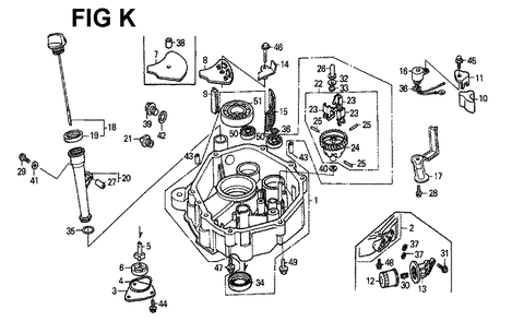Fig-8 Diagram and Parts List for GXV340K1 Type DN Honda Engine
